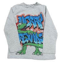 Světlešedé melírované triko s dinosaurem a graffiti Nutmeg