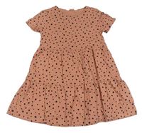 Starorůžovo-čierne bodkovaná é šaty H&M