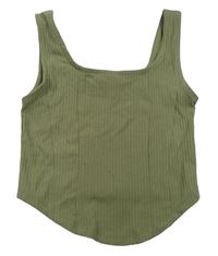 Khaki rebrovaný crop top New Look