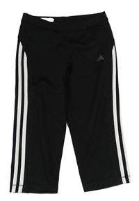 Čierne crop športové legíny s pruhmi Adidas
