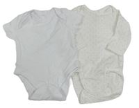 2set - 2x body - Bílo-růžové puntíkaté + bílé 