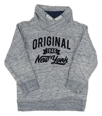 Svetlomodrá melírovaná mikina s nápisom H&M