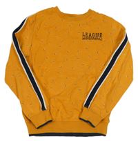 Oranžová vzorovaná mikina s nápisom