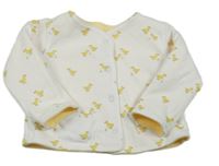 Bielo-žltá obojstranná mikina s kachničkami Jojo Maman Bébé