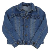 Modrá tepláková riflová crop bunda s volánky George