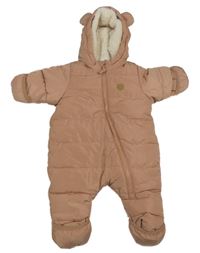 Starorůžová šusťáková zimní kombinéza s kapucí H&M