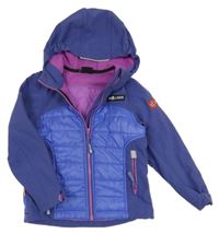 Fialovo-lila šusťákovo/softshellová bunda s kapucí Trollkids