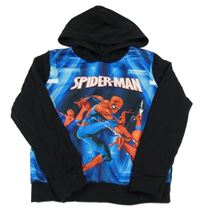 Černo-modrá mikina se Spidermany a kapucí 