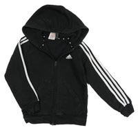 Černo-bílá propínací mikina s pruhy a logem Adidas