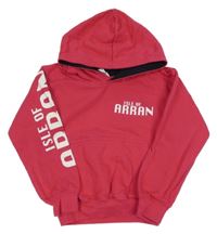 Fuchsiová mikina s nápismi a kapucňou