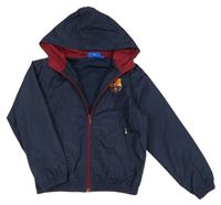 Tmavomodrá šusťáková fotbalová bunda s kapucí - F.C.B 