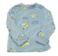 Světlemodré plyšové pyžamové triko s letadly 