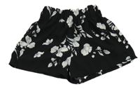 Čierno-biele kvetované kraťasy