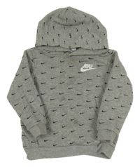 Šedá vzorovaná mikina s logem a kapucí Nike
