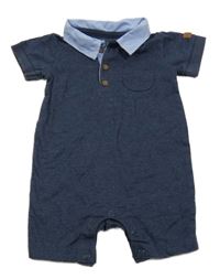 Tmavomodrý kraťasový overal s límečkem Primark