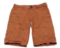 Tehlovo-béžové vzorované plátenné kraťasy