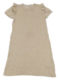 Béžové trblietavé svetrové šaty s 3D mašlou H&M