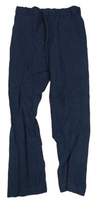 Tmavomodré lněné chino slim fit kalhoty H&M