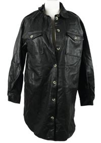 Dámsky čierny koženkový kabát Only