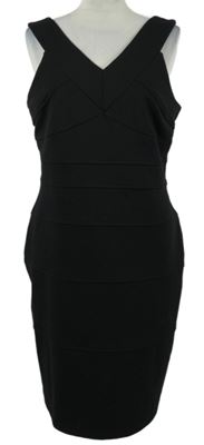 Nové - Dámské černé proužkované pouzdrové šaty Montego 