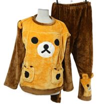 Dámský hnědo-oranžový plyšový domácí set