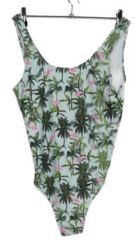 Dámske svetlomodré jednodielne plavky s plameňáky Primark