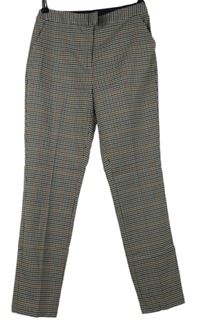 Dámské smetanovo-barevné kostičkované kalhoty s puky Damart 