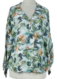 Dámská modro-bílá proužkovaná halenka s lístky Esprit 