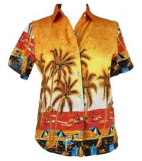 Dámska oranžová blúzka s palmami SSLR