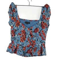 Dámská světlemodrá květovaná crop halenka Indefeir 