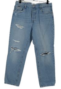 Dámské modré rifle s dírami Stradivarius