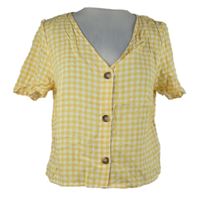 Dámska žlto-biela kockovaná crop blúzka H&M