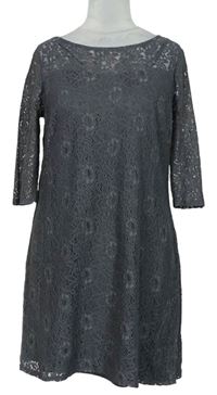 Dámske sivé čipkové šaty F&F