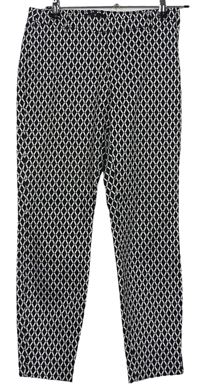 Dámske čierno-biele vzorované crop nohavice H&M