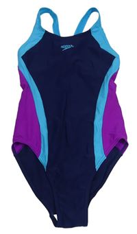 Tmavomodro-modro-fialové plavky s logem Speedo