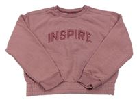 Staroružová crop mikina s nápisom zn. Primark