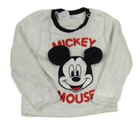 Biela chlpatá mikina s Mickey Mousem Disney