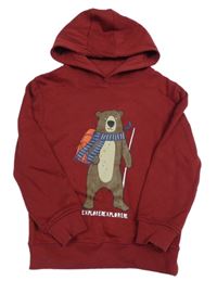 Vínová mikina s medvěďom a kapucňou Primark