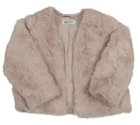 Svetloružový kožušinový podšitý kabát zn. H&M