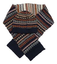 2set- tmavomodro-barevná vzorovaná čepice+ šála Matalan vel.128-158