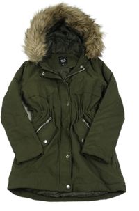 Khaki zateplená parka s kapucňou New Look