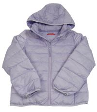 Lila šušťáková prešívaná zateplená bunda s kapucňou