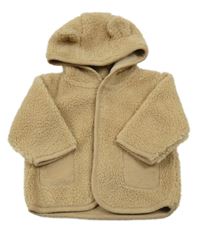 Béžová huňatá bunda s kapucňou Next