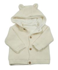 Smetanový podšitý propínací svetr s kapucí M&S