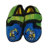 Modro-zelené papučky s bágrom