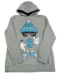 Šedá mikina s obrázkem a kapucí C&A