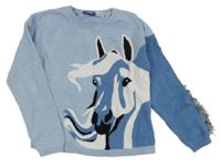 Svetlomodrý sveter s koníkem Lupilu