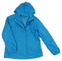 Azurová šušťáková jarná funkčná bunda s kapucňou Crane