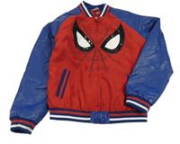 Červeno-modrá šusťákovo/koženková zateplená bunda se Spidermanem Disney