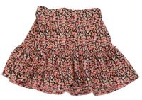 Ružovo-oranžovo-čierna kvetovaná sukňa Primark